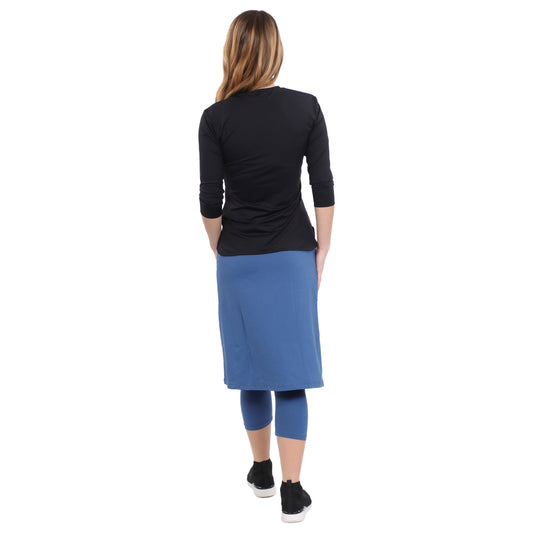 Modest Swim and Sports Midi Skirt with Attached Leggings - UPF 50 Protection
