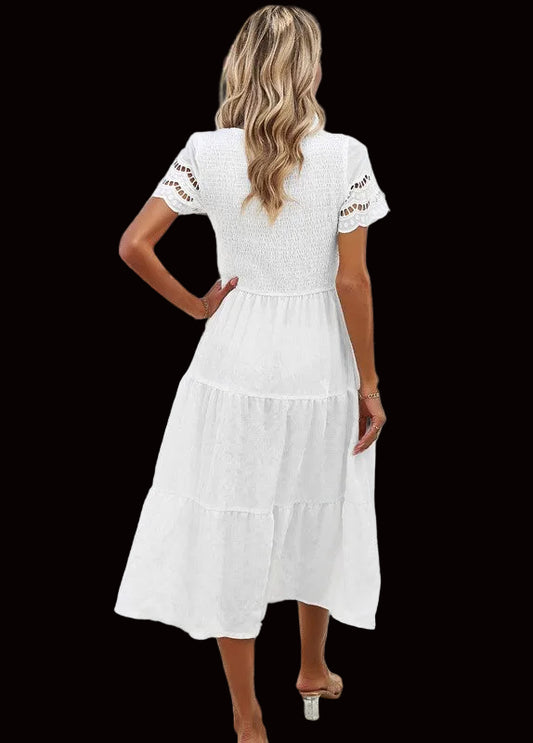 Smocked Tiered Midi Dress