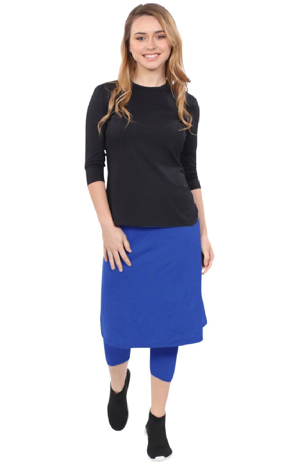 Modest Swim and Sports Midi Skirt with Attached Leggings - UPF 50 Protection