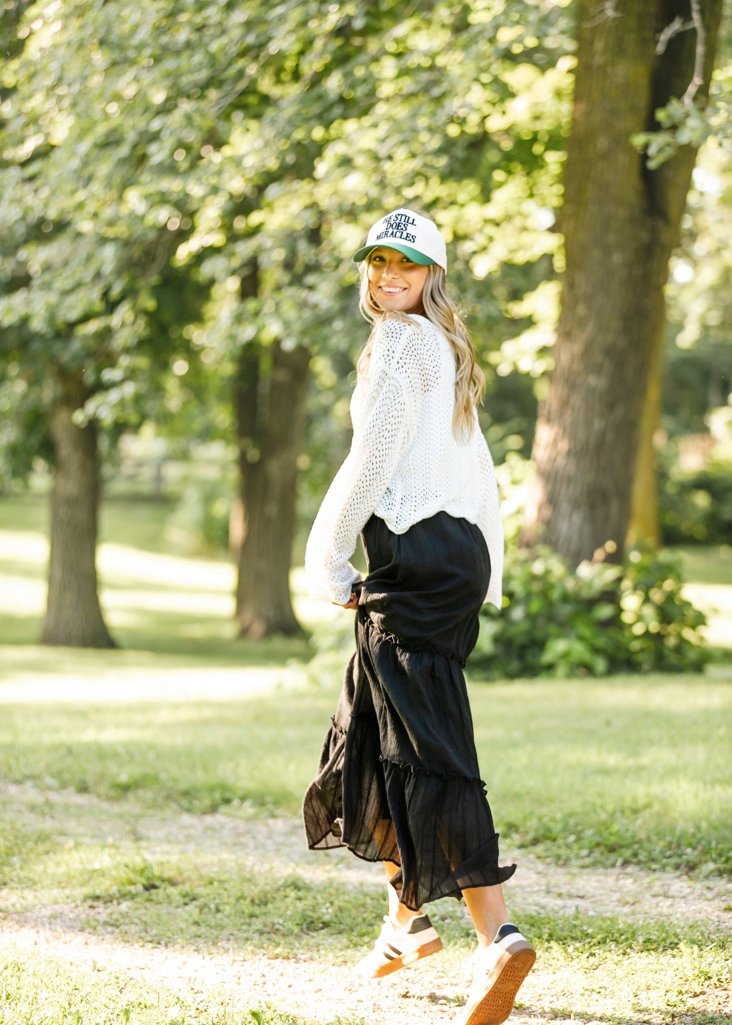 Serena Black Cotton Gauze Maxi Skirt