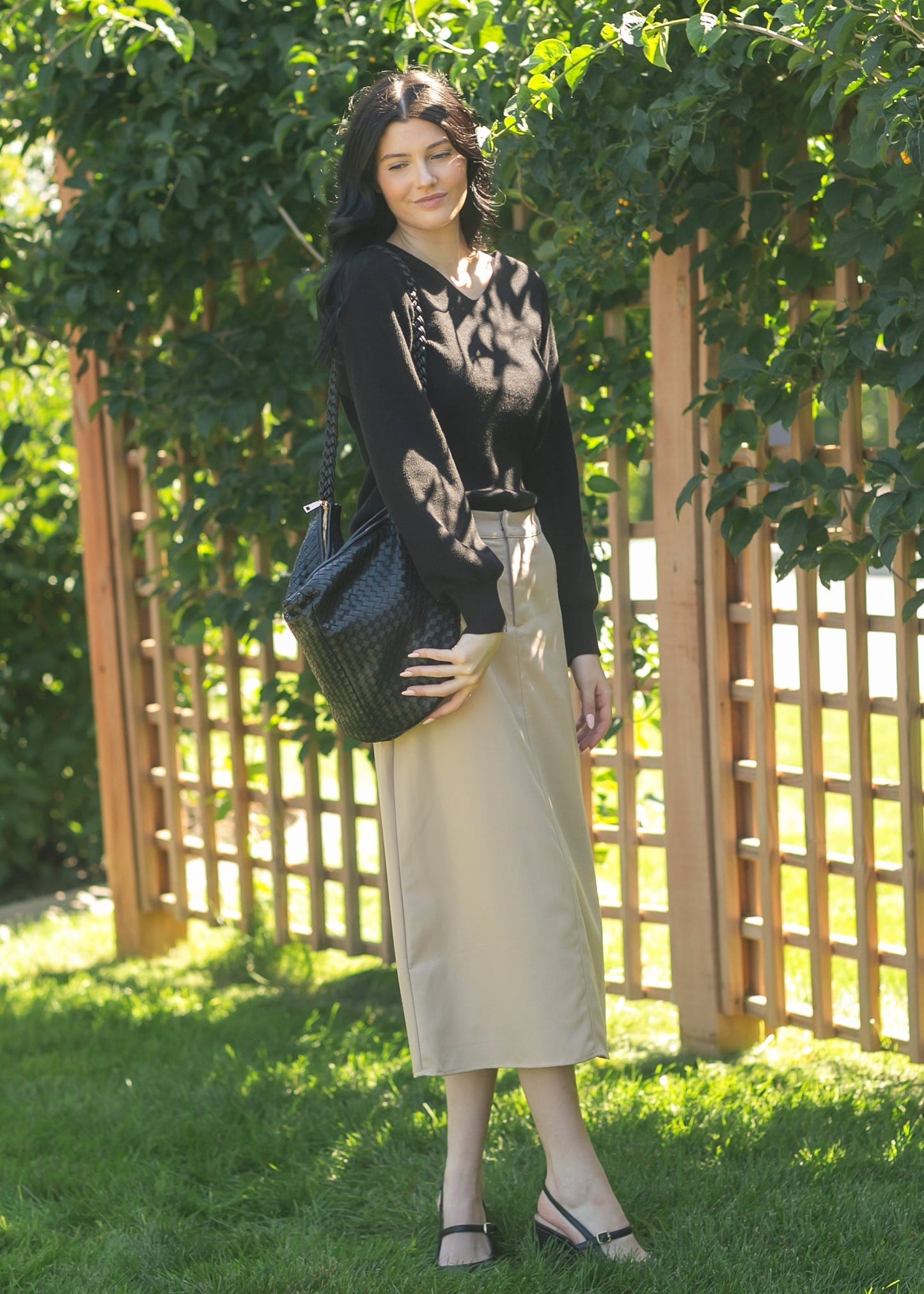 Essential V-neck Balloon Sleeve Sweater - FINAL SALE