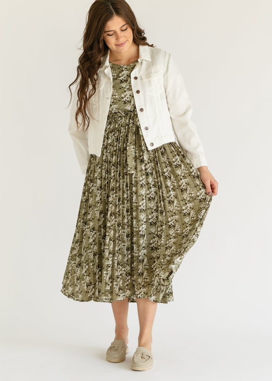 Louise Short Sleeve Pleated Midi Dress - FINAL SALE