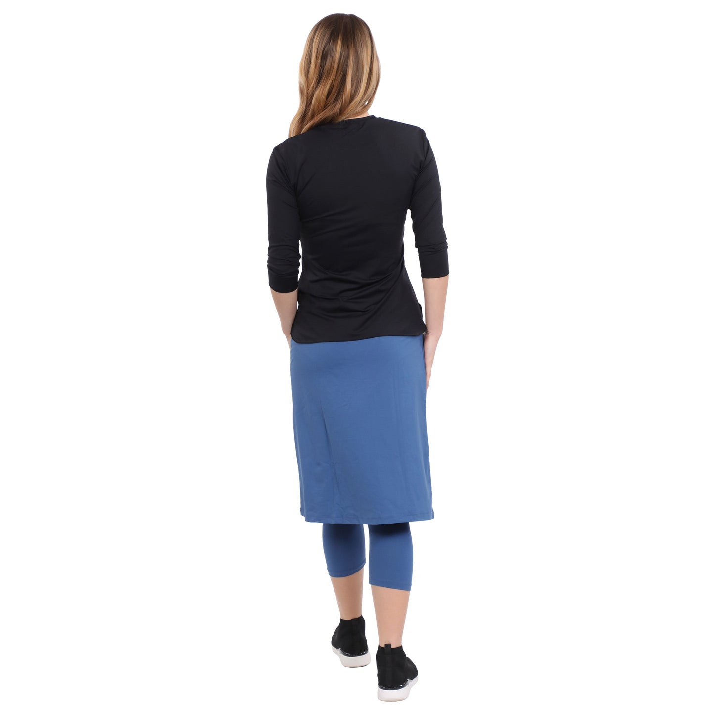 Modest Swim and Sports Midi Skirt with Attached Leggings - UPF 50 Protection