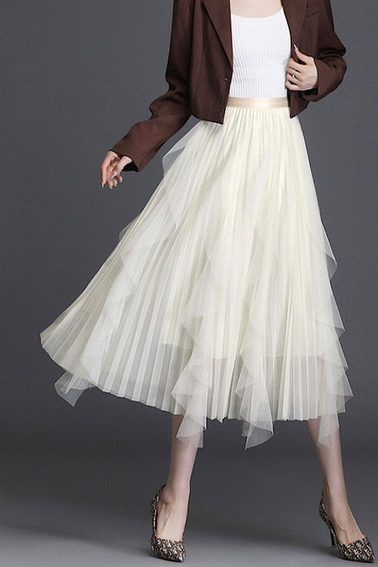 Miss Sparkling | Pleated Chiffon Midi Skirt