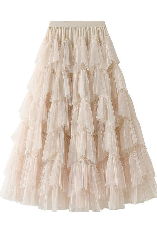 Miss Sparkling | Tiered Chiffon Midi Skirt