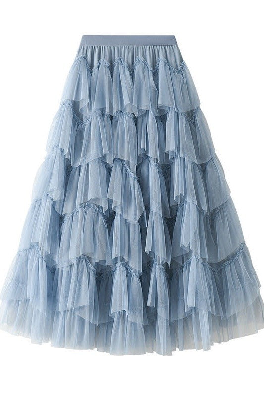 Miss Sparkling | Tiered Chiffon Midi Skirt