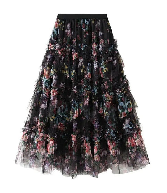 Miss Sparkling |Ruffle Floral Skirt