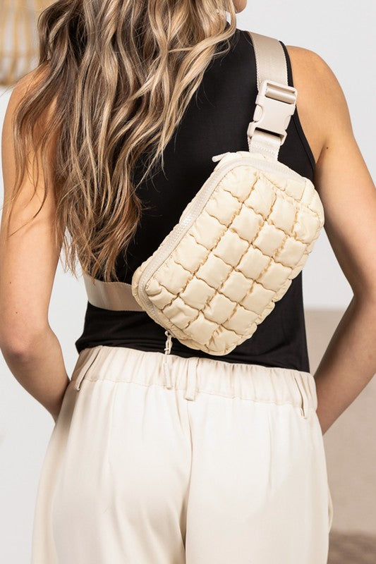 Evyn Quilted Puffer Sling Belt Bum Bag