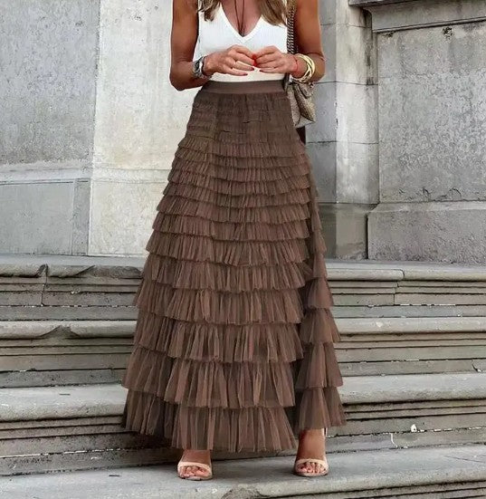 Miss Sparkling |Ruffled Maxi Skirt