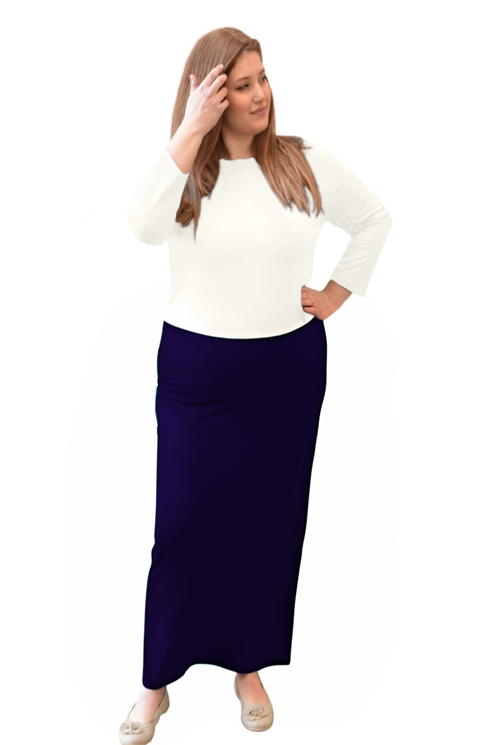 Women's and Plus Size Stretch Maxi Pencil Skirt - Cotton Blend and No Slits