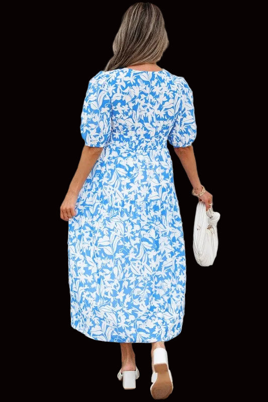 Shannon Floral V Neck Long Dress
