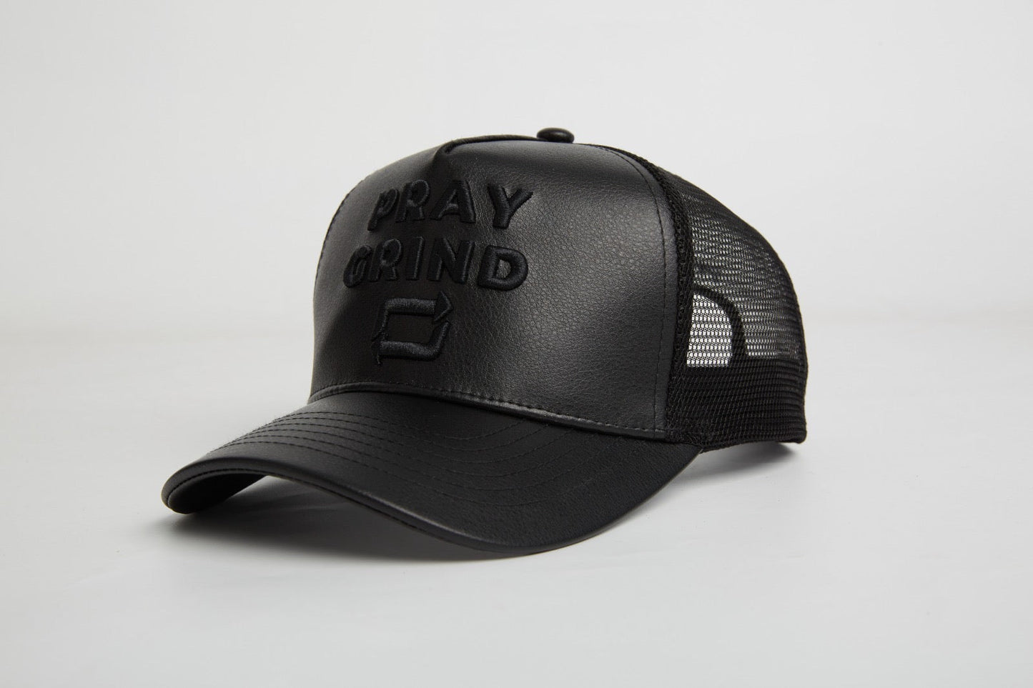 Pray Grind Repeat- Asphalt Leather / Signature Series Snap-Back