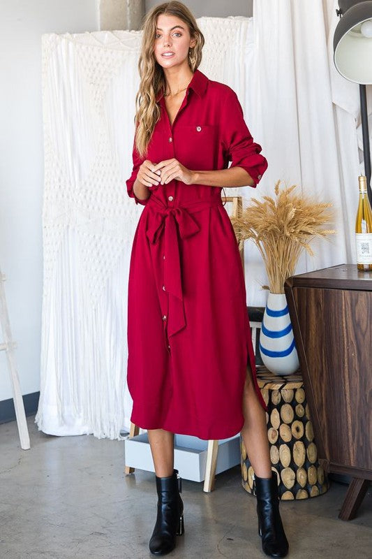 Button Down Shirt Long Dress PLUS