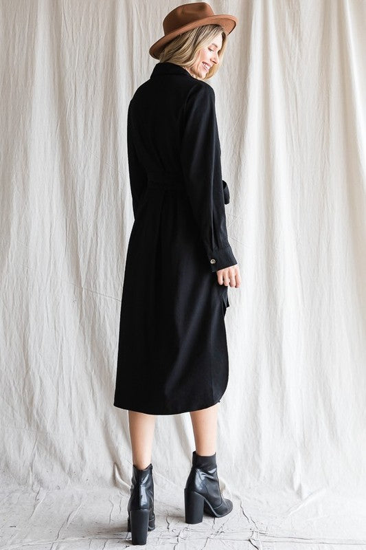 Button Down Shirt Long Dress PLUS