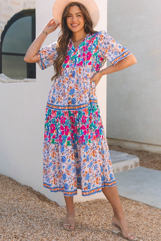 Siena Mixed Floral Short Sleeve Dress
