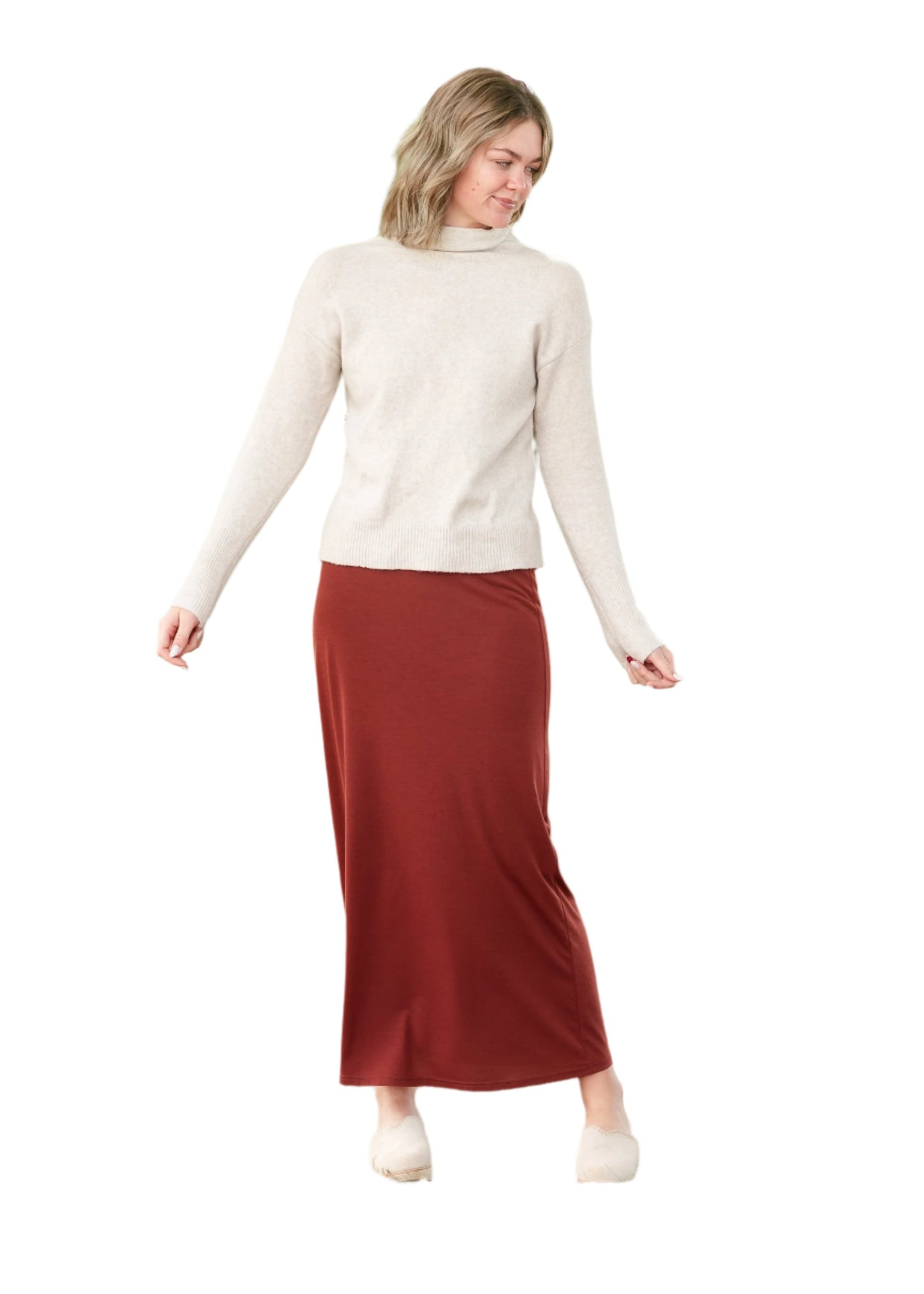 Clarise Rust Premium Knit Maxi Skirt