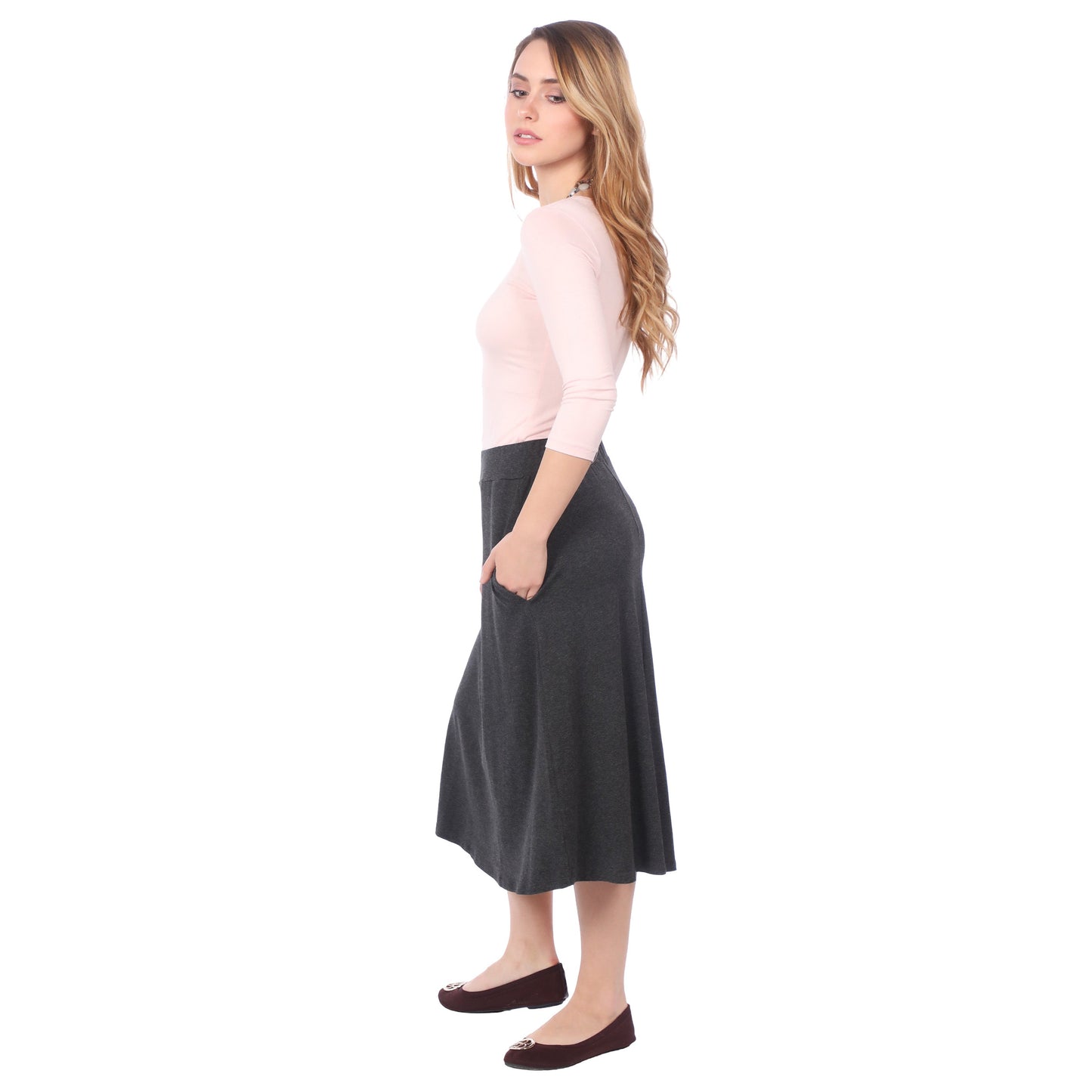 The Perfect A-Line Midi Skirt with Pockets