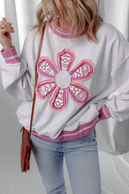 Caroline Flower Crew Neck Sweatshirt