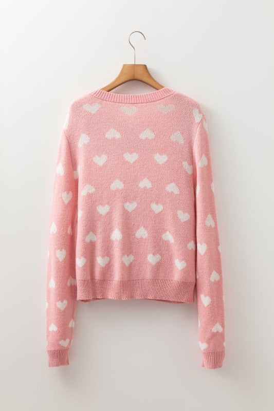 Heart Button Front Cardigan Sweater
