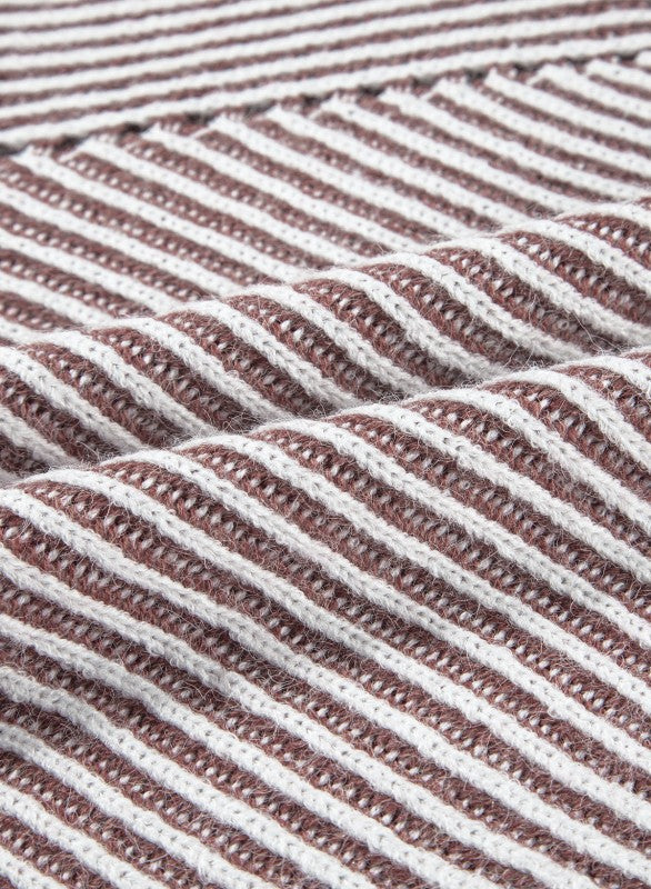 Stripe Ribbed Knit Boat Neck Sweater