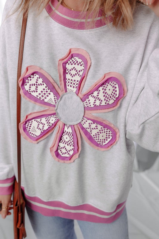 Caroline Flower Crew Neck Sweatshirt