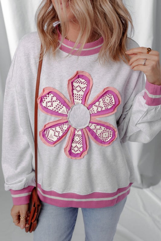 Caroline Flower Crew Neck Sweatshirt