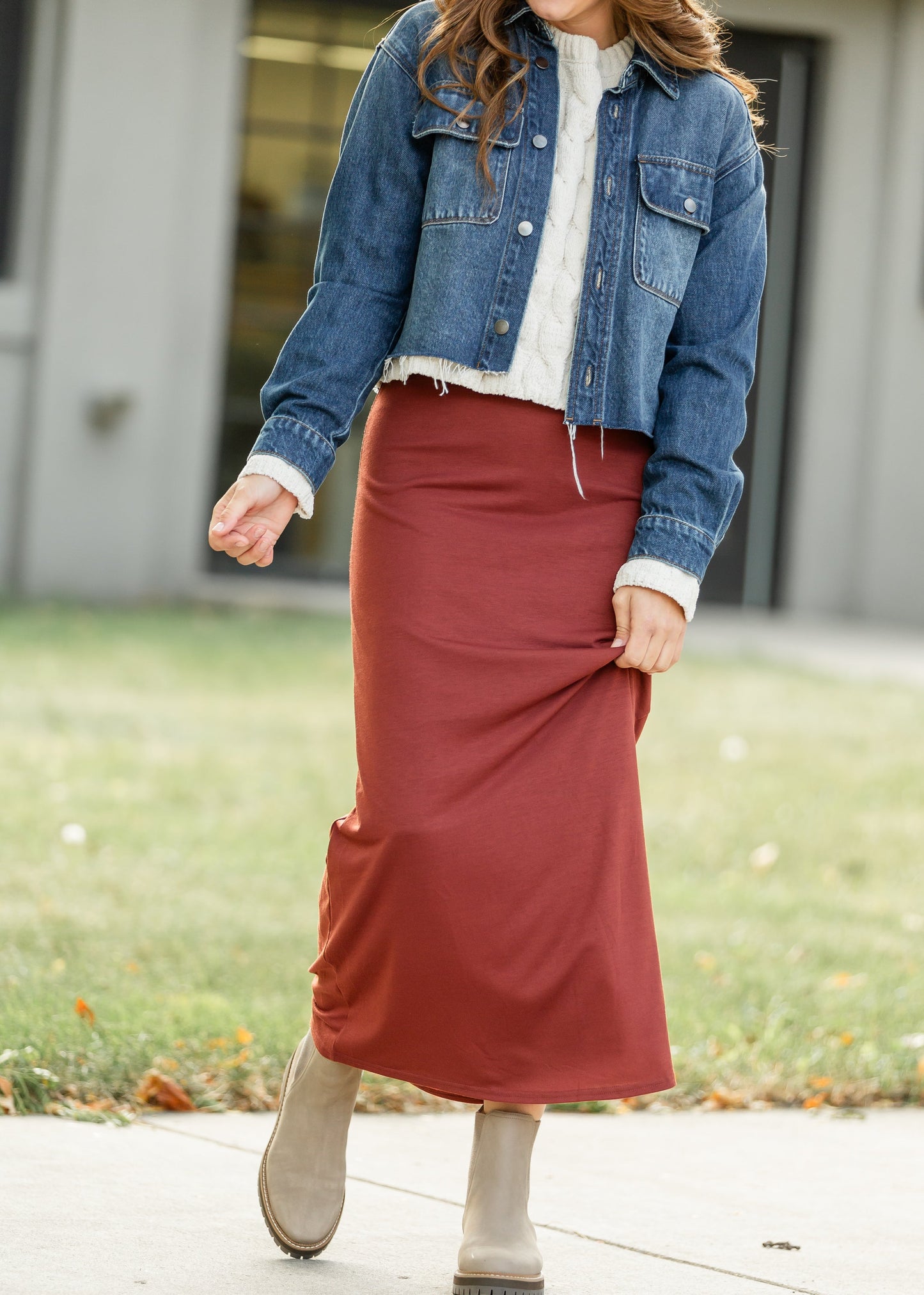 Clarise Rust Premium Knit Maxi Skirt