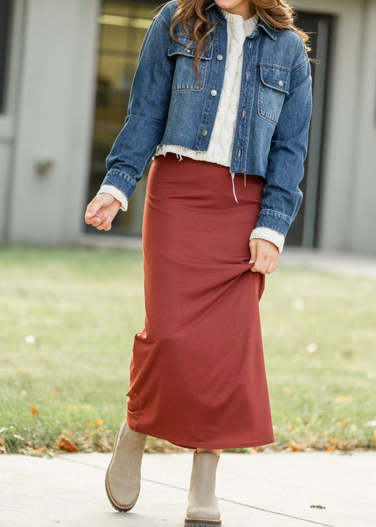 Clarise Rust Premium Knit Maxi Skirt