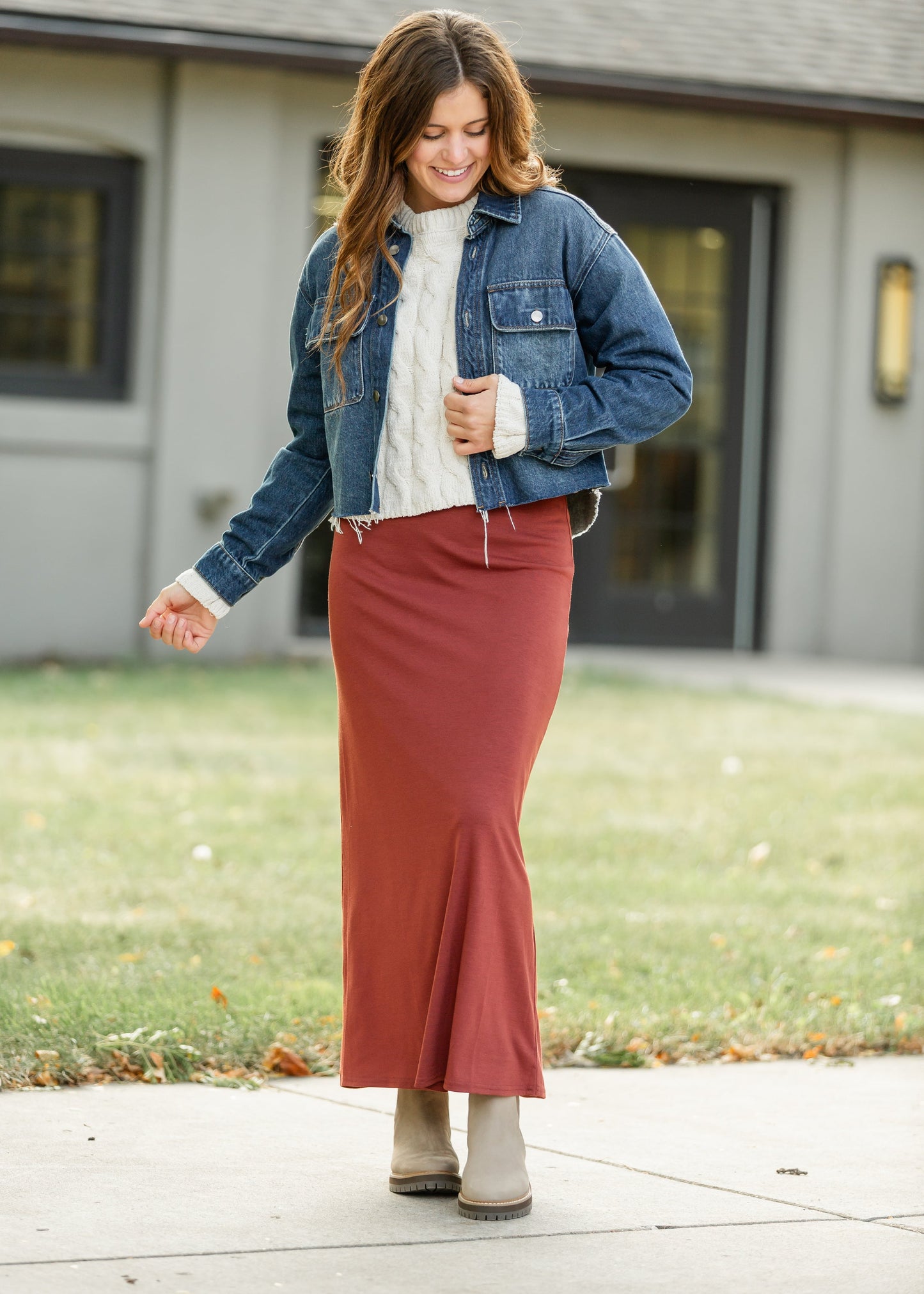 Clarise Rust Premium Knit Maxi Skirt
