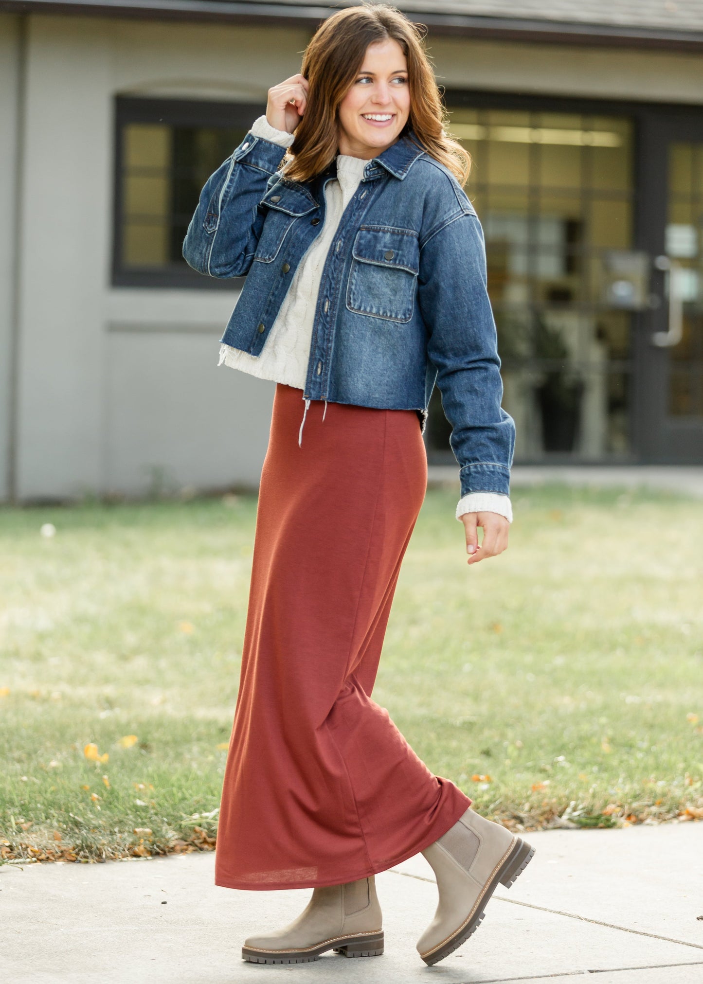 Clarise Rust Premium Knit Maxi Skirt