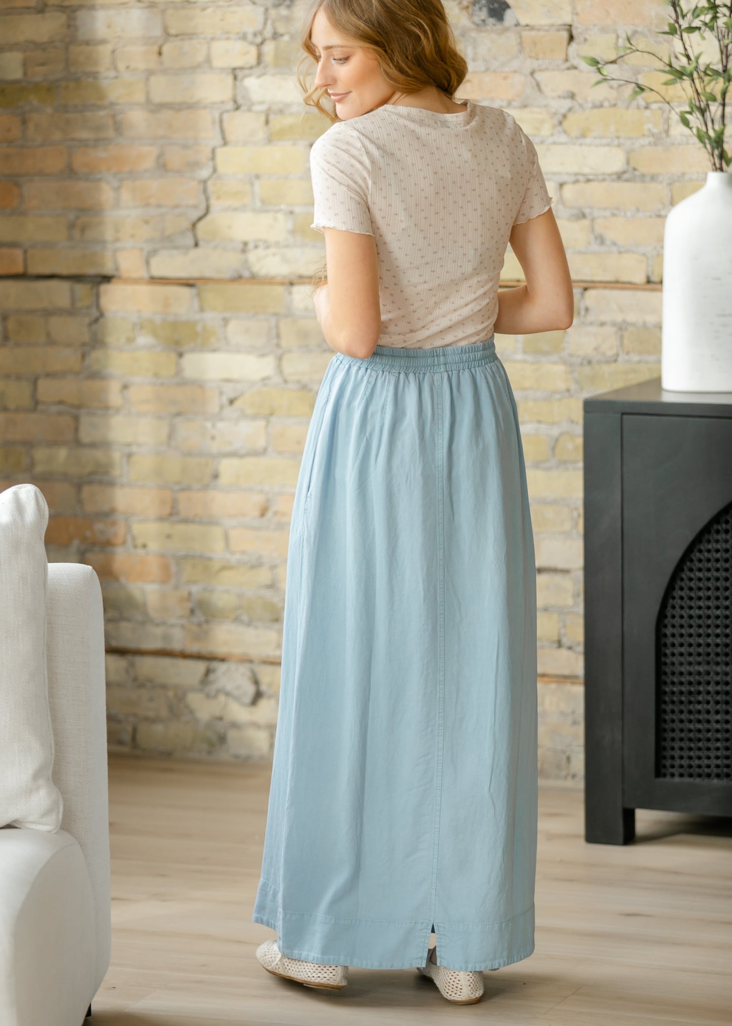 Cleo Chambray Tie Maxi Skirt