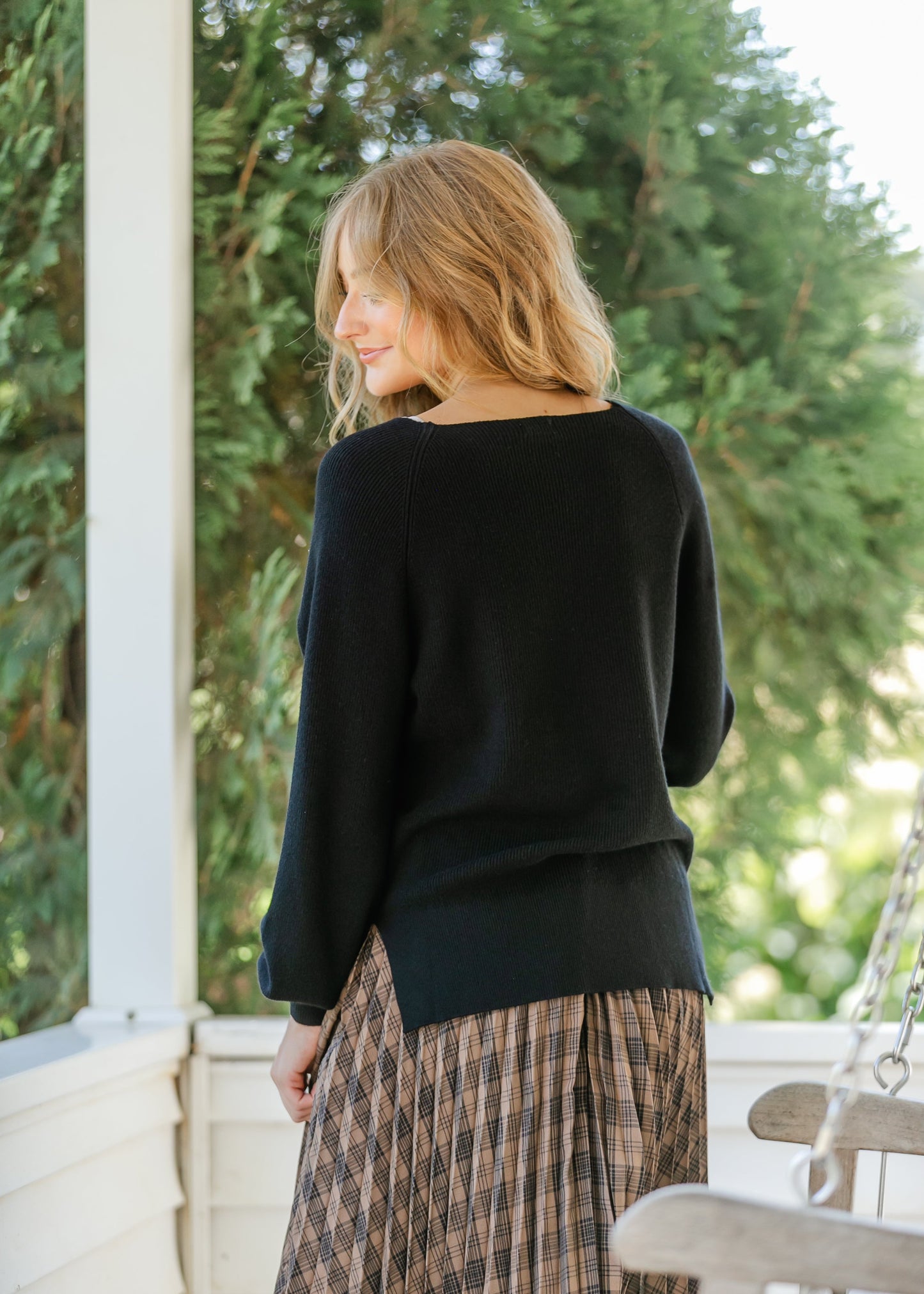 Essential V-neck Balloon Sleeve Sweater - FINAL SALE