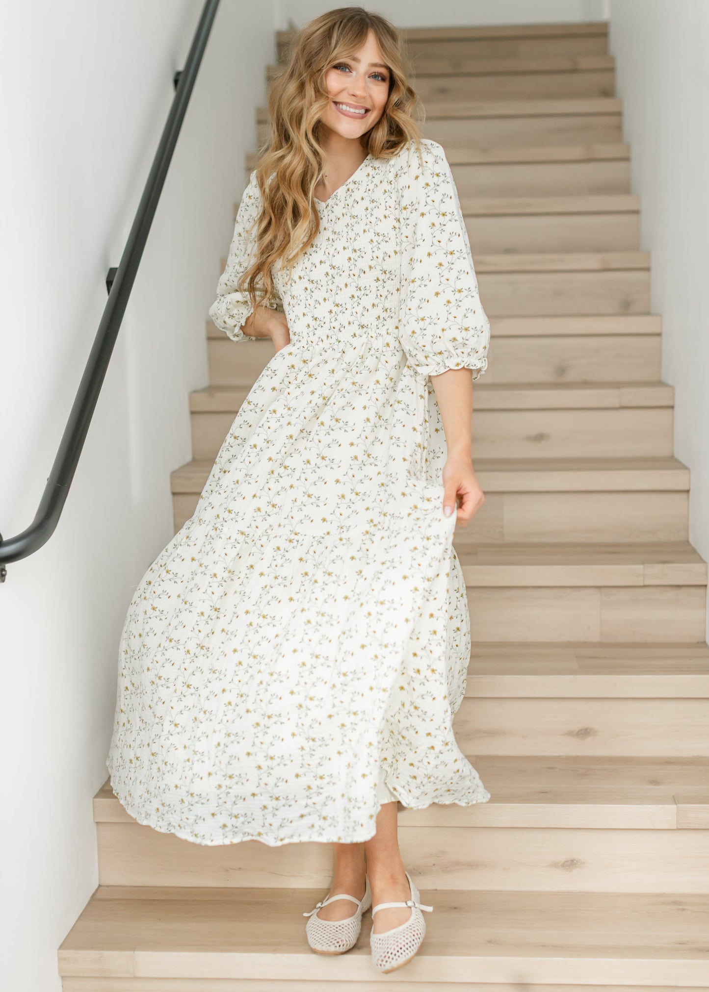 Flora Smocked Midi Dress