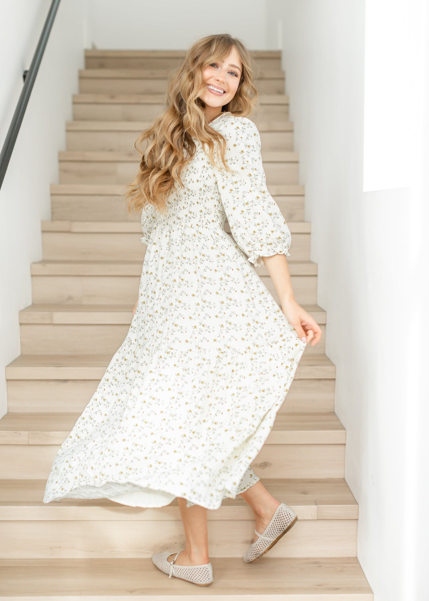 Flora Smocked Midi Dress