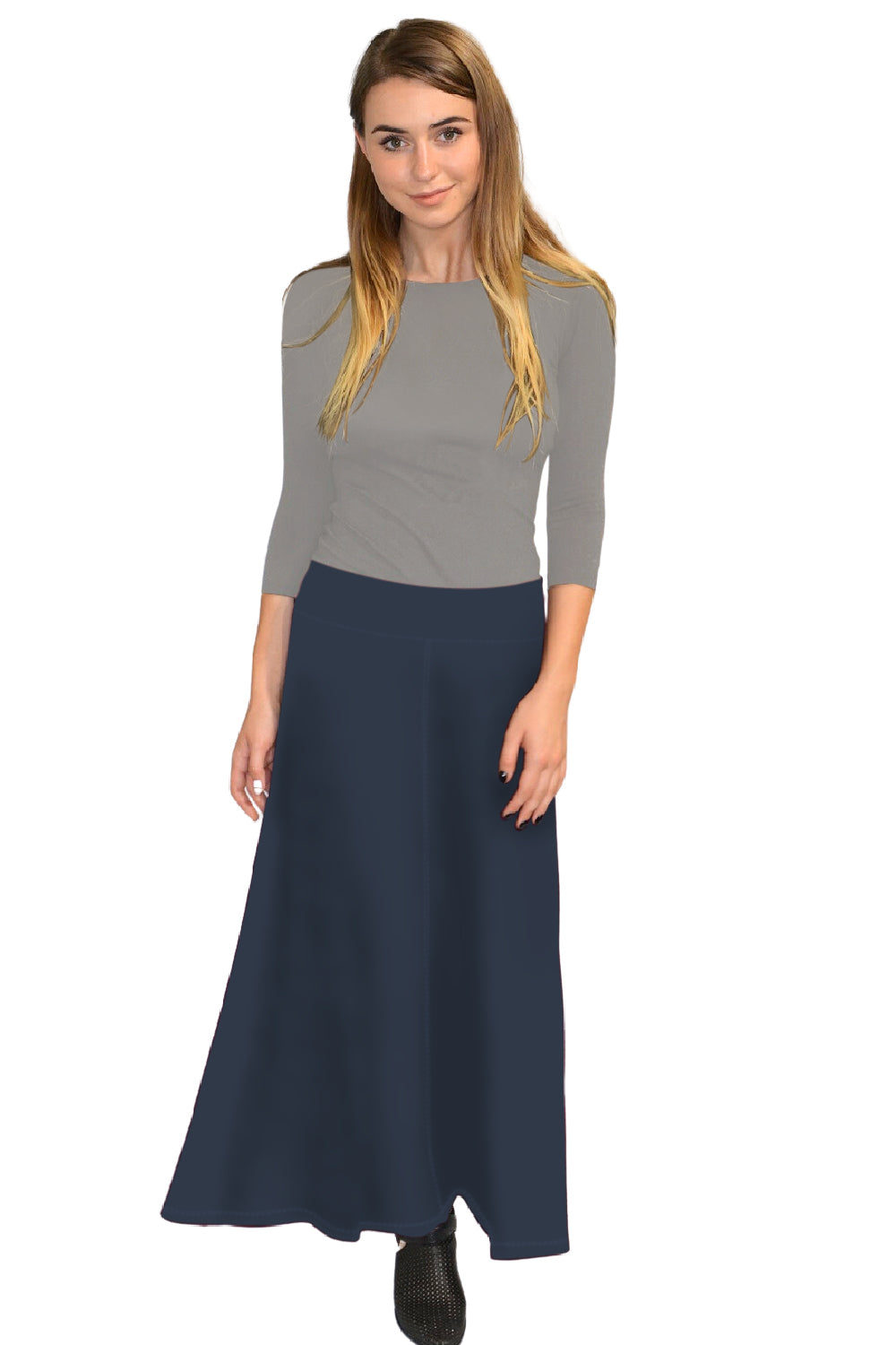 Sleek A-Line Maxi Skirt with Adjustable Fold-Over Waist
