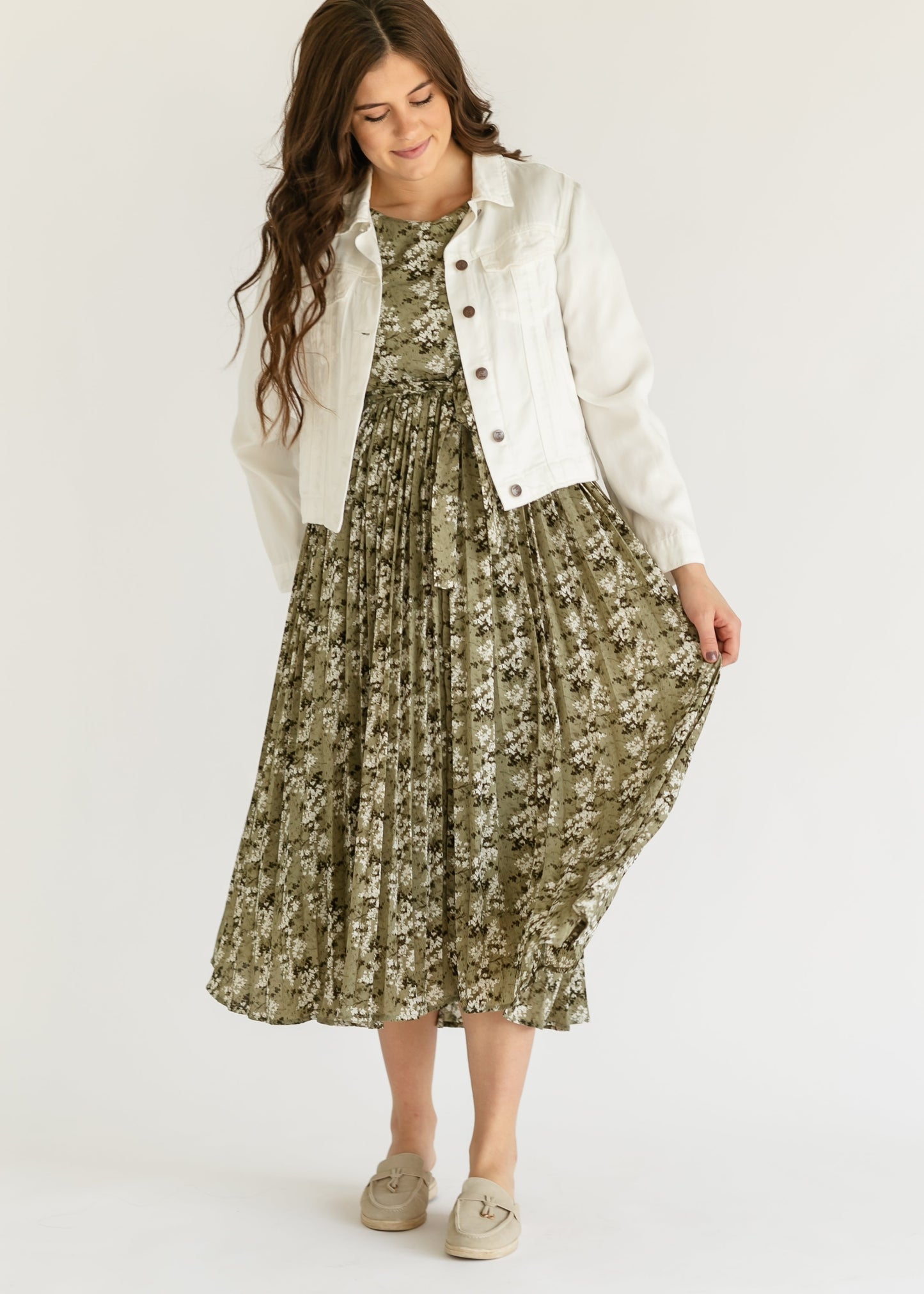 Louise Short Sleeve Pleated Midi Dress - FINAL SALE