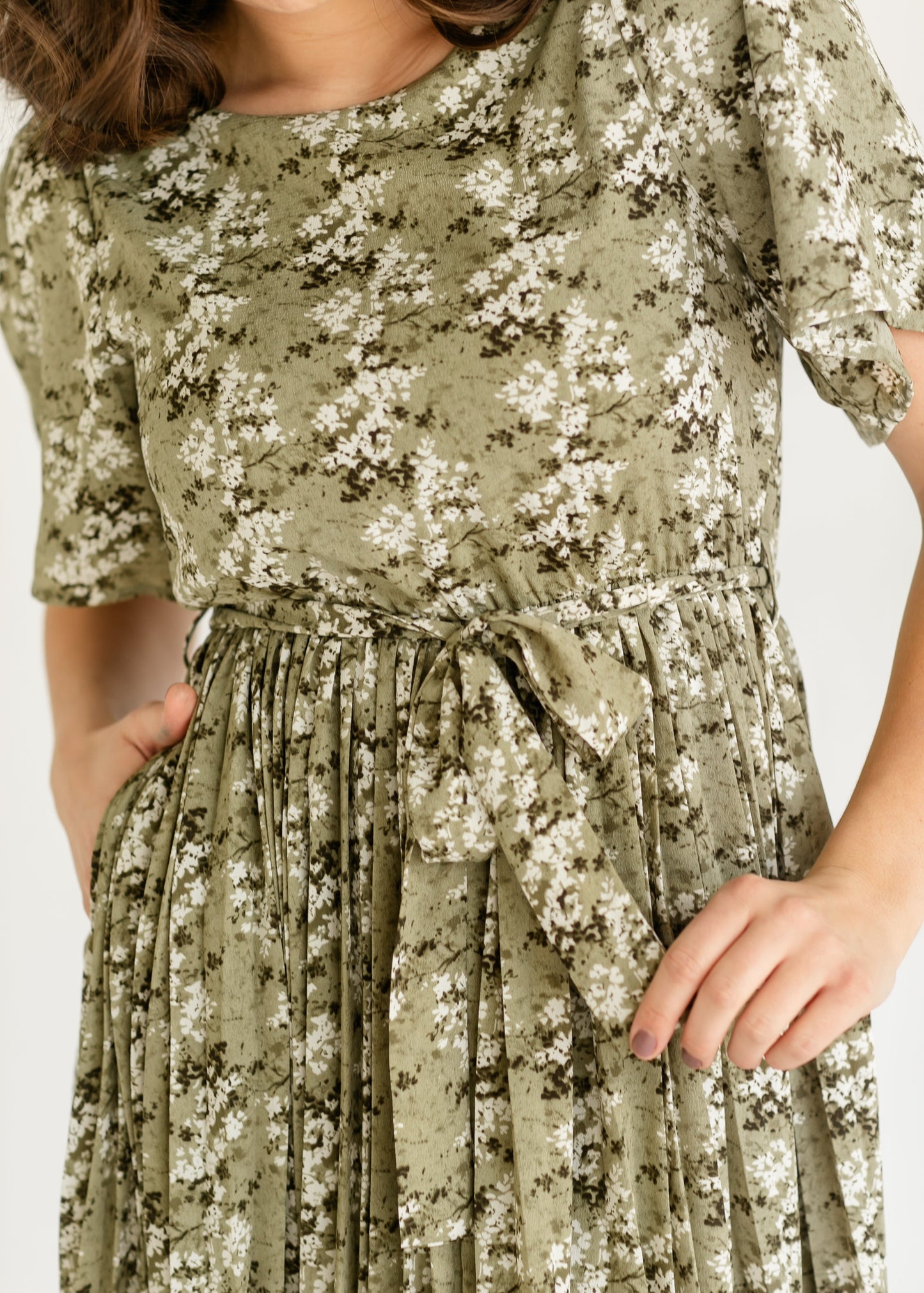 Louise Short Sleeve Pleated Midi Dress - FINAL SALE