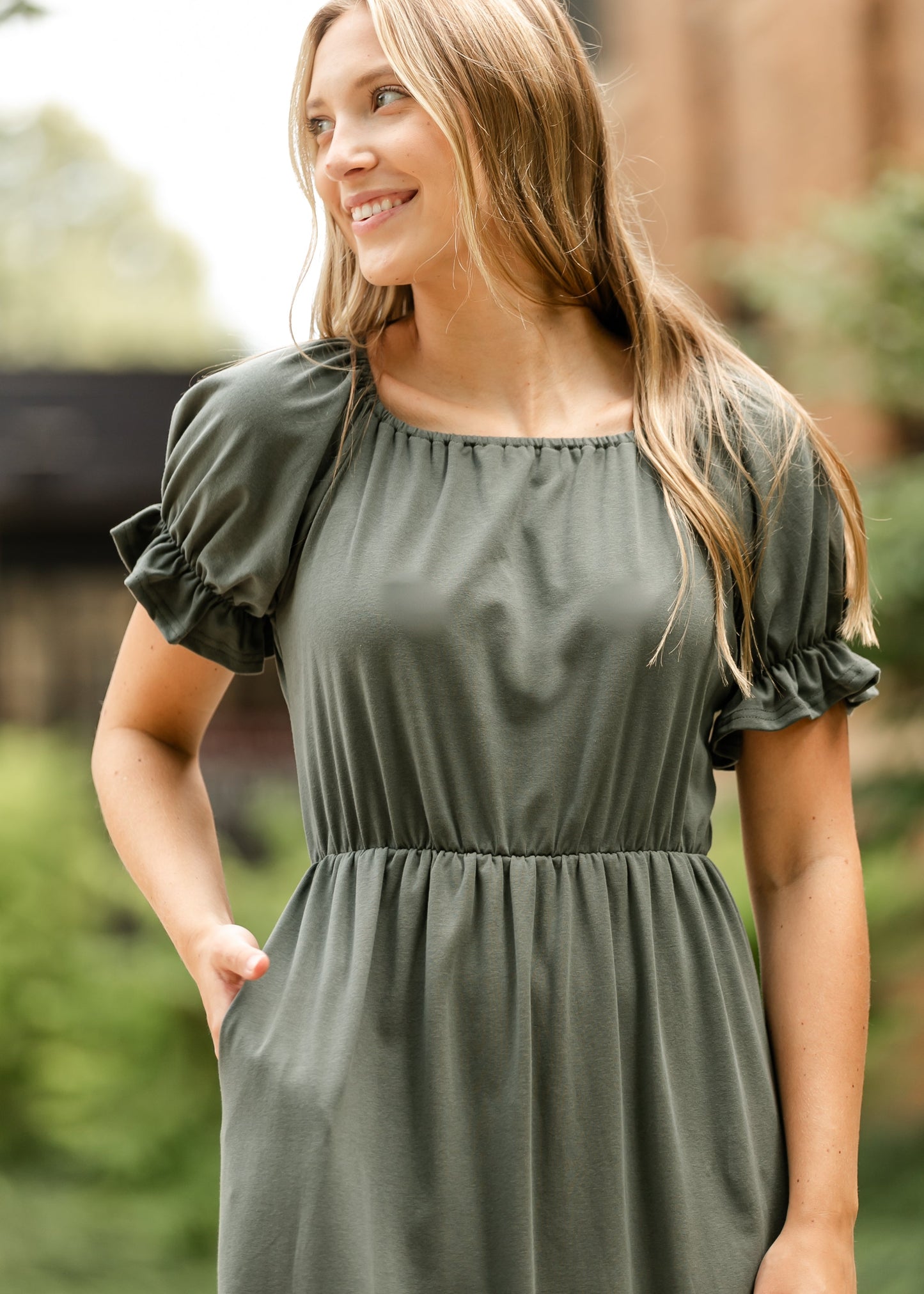 Amy Puff Sleeve Midi Dress