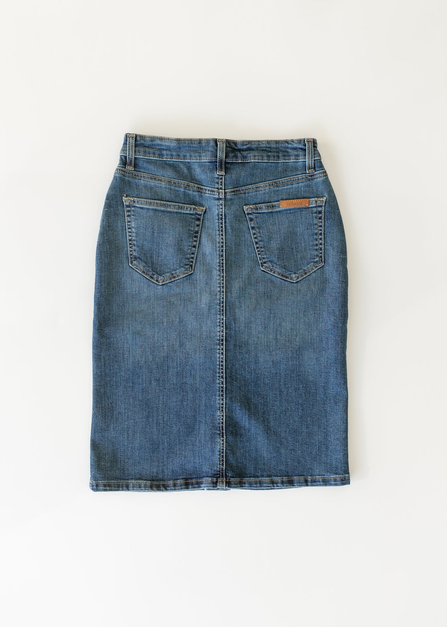 Zana Front Button Denim Midi Skirt